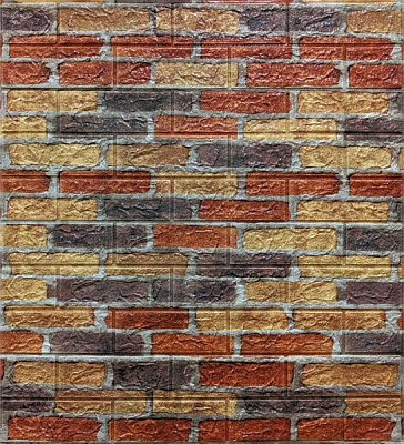 3D Панелі ПВХ самоклеющаяся кирпич микс красный и желтый 0,539 кв.м