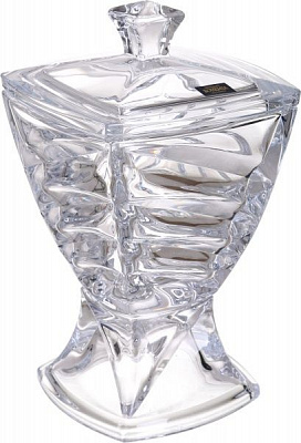 Ваза на ножке Facet стеклянная прозрачная 24,5 см Bohemia