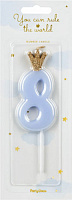 Свеча для торта Partydeco цифра 8 пастель голубая 9,5 см (SCU6-8-001J)
