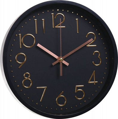 Часы настенные Instant 30 см черные с золотыми цифрами Ningbo Royal Clock
