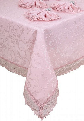 Скатертина з серветками KDK 160x220 см пудровий Karna