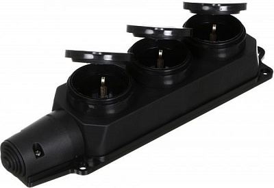 Колодка UP! (Underprice) с заземлением 3 гн. черный YK-403P-BK 