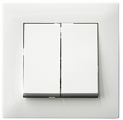 Вимикач прохідний двоклавішний Makel Rizz без підсвітки білий 88001026