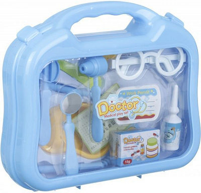 Игровой набор доктора в чемодане 12 предметов голубой 660-14