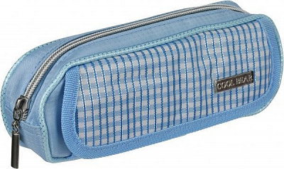 Пенал школьный с внешним карманом голубой