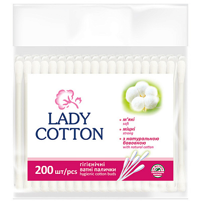 Ватні палички Lady Cotton 200 шт. (м'яка)