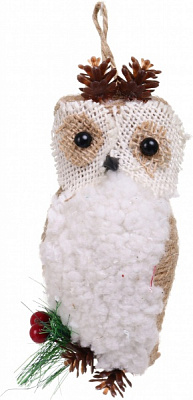 Елочная игрушка Сова с мехом 6x15 см LD08030 