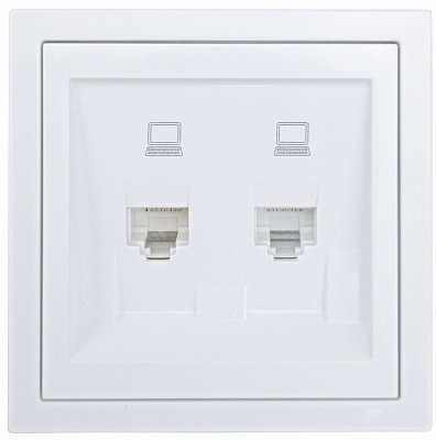 Розетка компьютерная двойная HausMark Juna IP20 белый