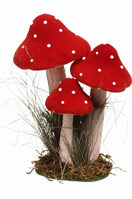 Декорація осіння мухомори 3 шт червоний 18 х 26 см