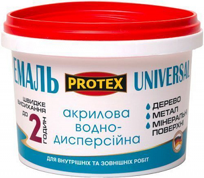 Емаль акрилова Protex Universal білий напівмат 0,3л