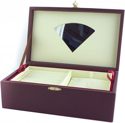 Шкатулка для украшений Шкатулка средняя двухуровневая Апата мат-л кожзам. Цвет бордо/слоновая кость 220x136x75