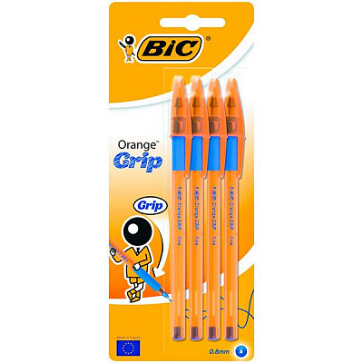 Набір ручок кулькових BIC Orange Grip 4 шт. сині