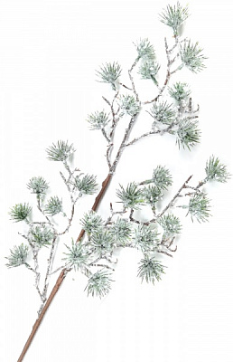 Декорация новогодняя Dalian Everglory ветвь заснеженная с хвойными пучками 72 см EYK20-218B 