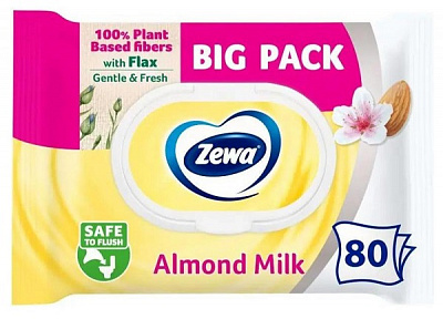 Влажная туалетная бумага Zewa c ароматом миндального молочка однослойная 80 шт.