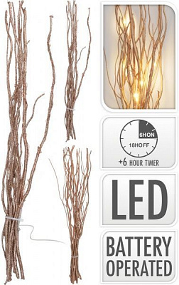 Гілочка декоративна з підсвічуванням 12 LED ламп золота 40 см