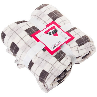 Плед флісовий 150x180 см клітинка сіра