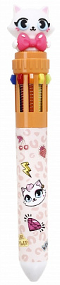 Ручка шариковая на 10 цветов стильный котенок 