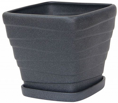 Горщик Оріана-Запоріжкераміка Квадрат №1 Хвиля крошка квадратний 15 л чорний