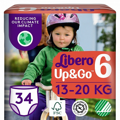 Підгузки-трусики Libero Up&Go 6 13-20 кг 34 шт.
