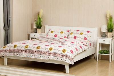 Комплект постільної білизни Кохання євро білий із різнокольоровим Rigel