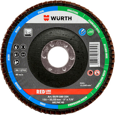 Круг лепестковый WURTH Red line 125 мм P60 0579580326