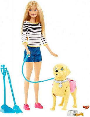 Кукла Barbie Прогулка с щенком DWJ68