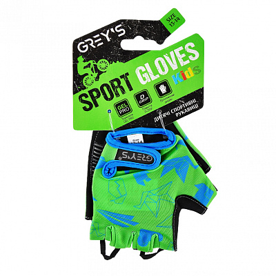 Велоперчатки GREY'S детские GR18715 13/14 зеленый с черным