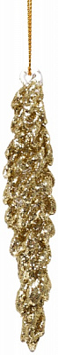 Елочная игрушка в форме сосульки золота 12 см 