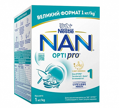 Сухая молочная смесь NAN 1 OPTIPRO с 5 олигосахаридами и L. Reuteri для детей с рождения 1000 г