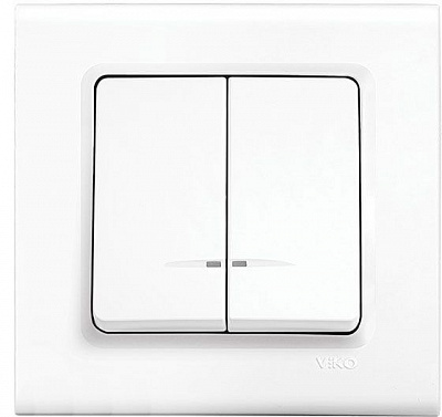 Вимикач двоклавішний Viko Linnera з підсвіткою 10 А 250В білий 90400050