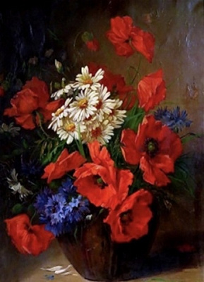 Набор для творчества со стразами на подрамнике Букет маков Худ. Victor-Leopold Berthier 30x40 см (У) GoToArt 