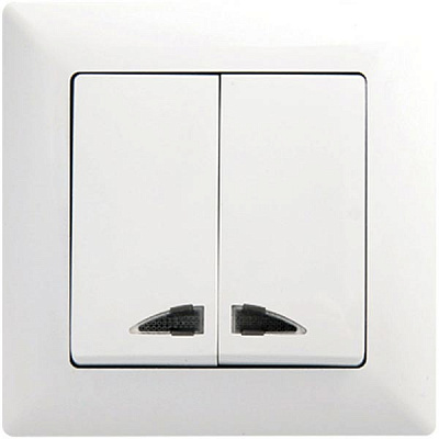 Выключатель двухклавишный Gunsan Visage с подсветкой 16 А 250В IP20 белый