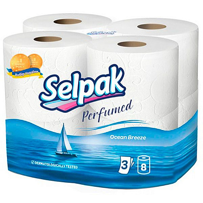 Туалетний папір Selpak Perfumed Ocean Breeze тришаровий 8 шт.