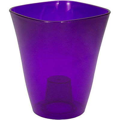 Кашпо пластикове Lamela Флора квадратний 2,7л фіолетовий/прозорий (378)
