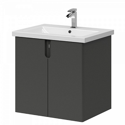 Тумба підвісна Aquarius Mona графіт з умивальником Комо 60