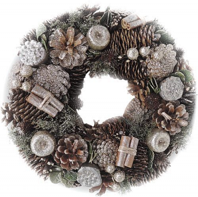 Венок новогодний с шишками, корицей и яблочками 709318506 d300 мм