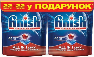 Засіб для ПММ Finish Powertball All in 1 Max (22 + 22 шт.) 44 шт.