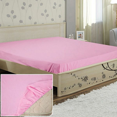 Простынь на резинке 140x200 см розовый Ярослав 