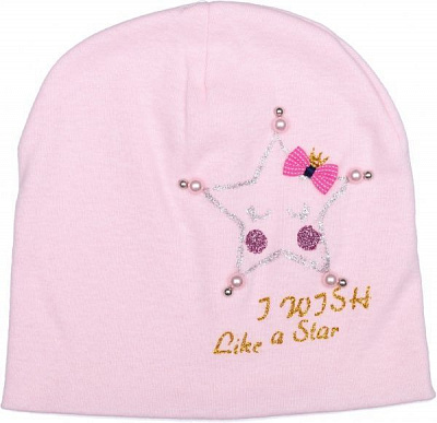 Шапочка дитяча для дівчинки Kraft 302-Т р.48-50 світло-рожевий