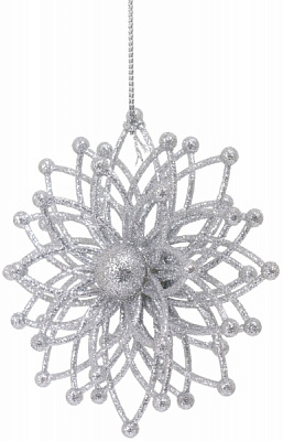 Декорация Снежинка Молекула 3д d 12 см серебро 1 шт. 
