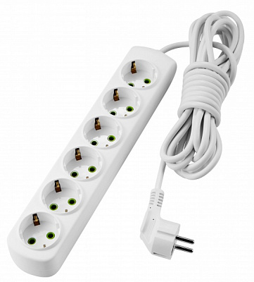 Удлинитель Lezard Letitia с заземлением 6 гн. белый 5 м 721-0605-601 