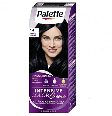 Крем-фарба для волосся Palette Intensive Color Creme (Інтенсивний колір) 1-1 (C1) синьо-чорний 110 мл