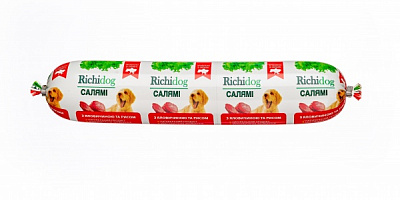 Корм влажный Для молодых и взрослых собак для всех пород Richi Dog салями с говядиной и рисом 60 г
