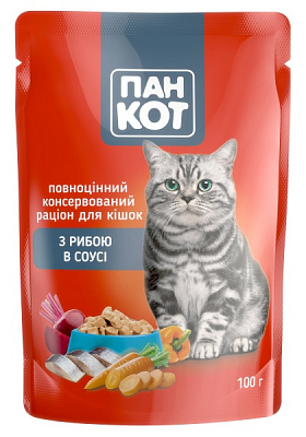 Корм для котов Пан Кот с рыбой в соусе