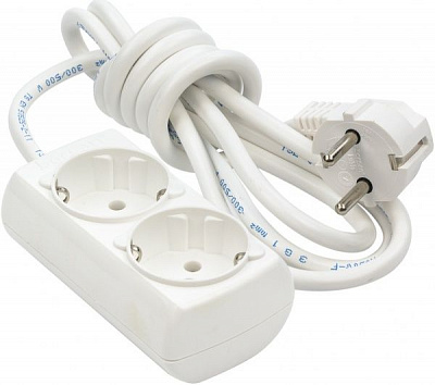 Подовжувач Borsan із заземленням 2 гн. білий 2 м BR-1552-2