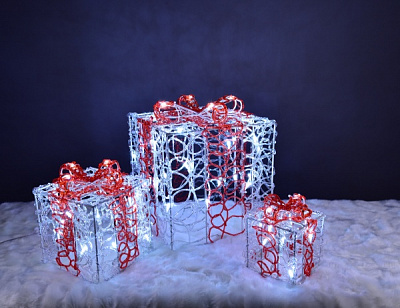 Фигурка с подсветкой Набор подарочных коробок 25/15/10 см светодиодная (LED) 80 ламп 