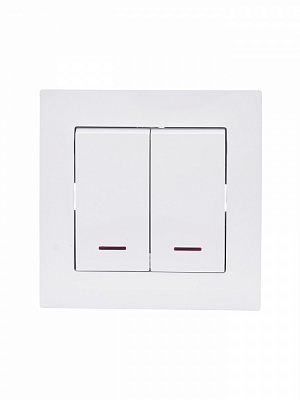 Вимикач двоклавішний Lezard Vesna з підсвіткою білий 742-0288-112