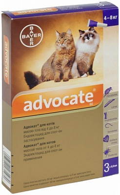 Краплі Bayer для котів Advocate 1х0,8 мл від 4-8 кг 91032