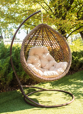 Кресло подвесное Украинские конструкции Колибри новая коричневый с подушкой