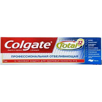 Зубная паста Colgate Total 12 Профессиональная Отбеливающая комплексная антибактериальная 75 мл